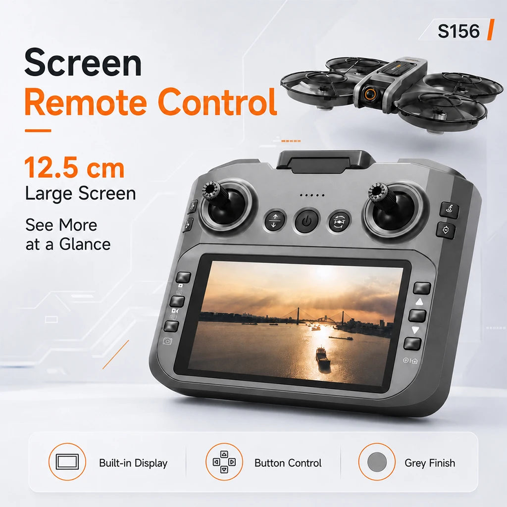 ZNLYRION 8K RC Drone S156 Dual Camera Quadcopter with 5.9-inch Screen Remote Brushless Motor Optical Flow Hovering 360° Protection WiFi FPV Remote Control Aircraft with Storage Bag 1 Battery