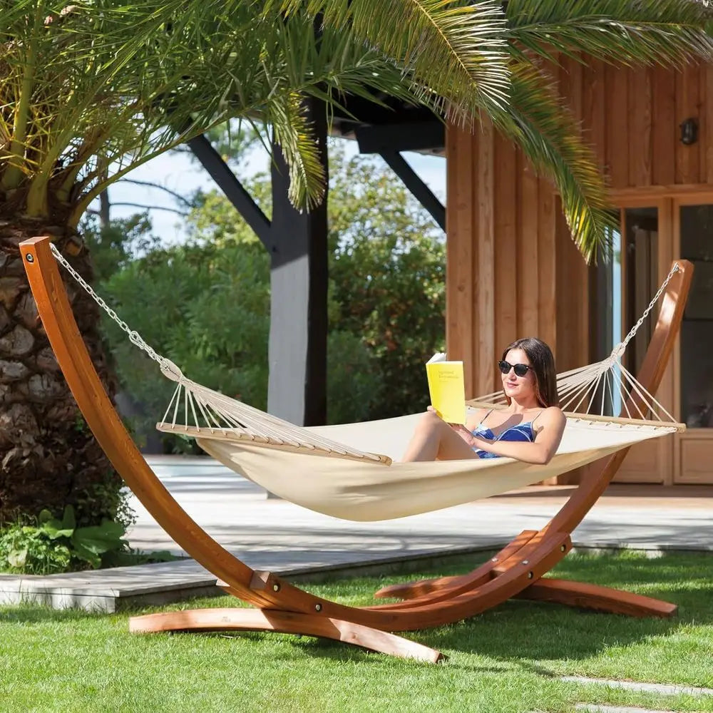 Wooden Hammock With Stand Outdoor Double Hammock For Two
