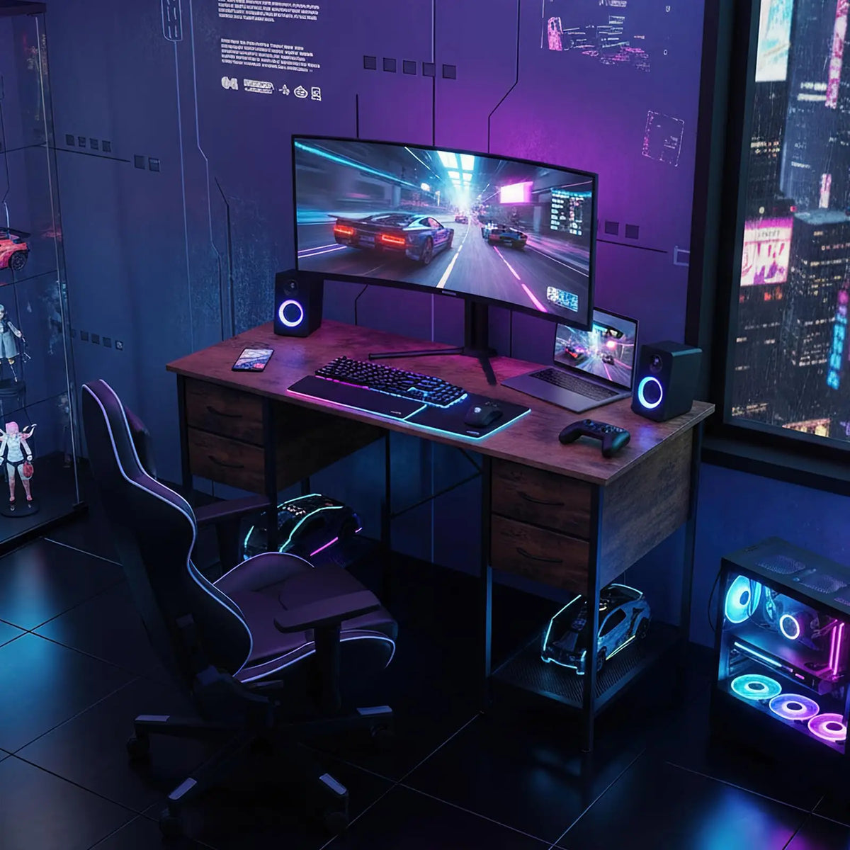 JHK Modern 55 Inch Computer Desk With Storage