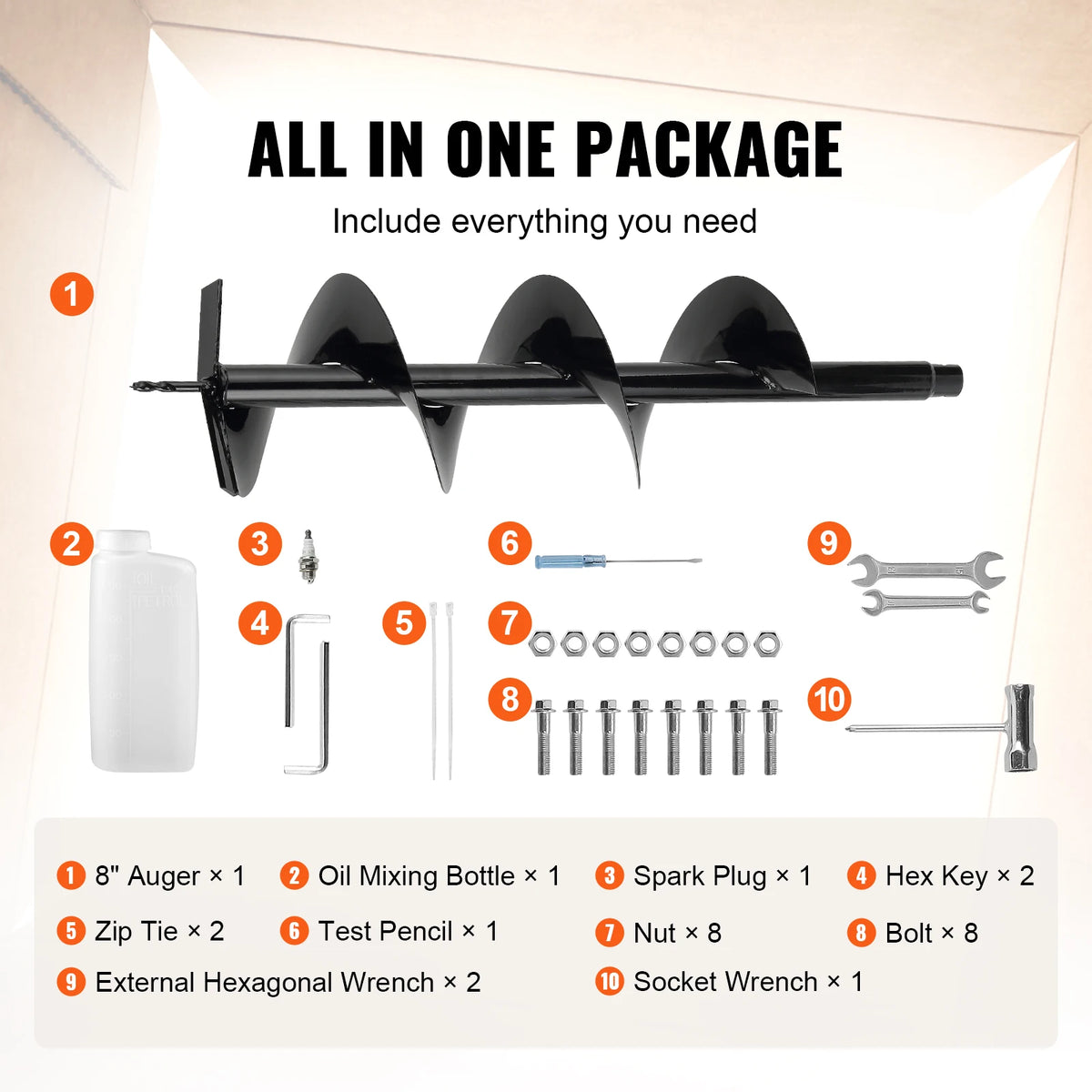 SucceBuy 43cc Gas Powered Post Hole Digger Earth Auger