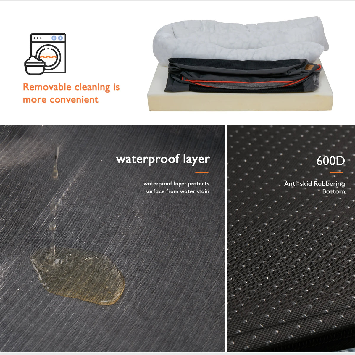 BINGOPAW Orthopedic Dog Bed With Bolster And Removable Cover