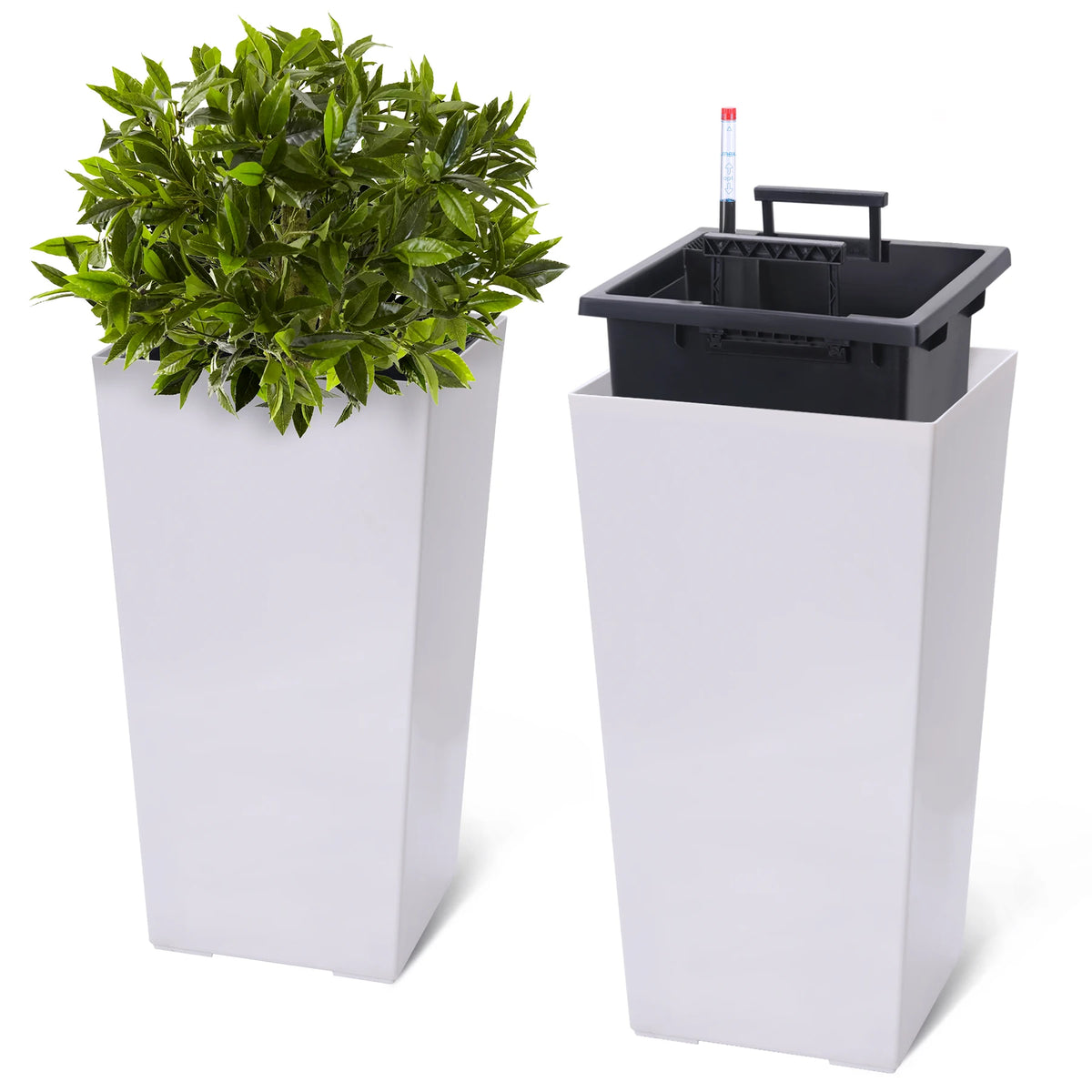 HiMISS Self Watering Tall Planter Pots With Drainage Design