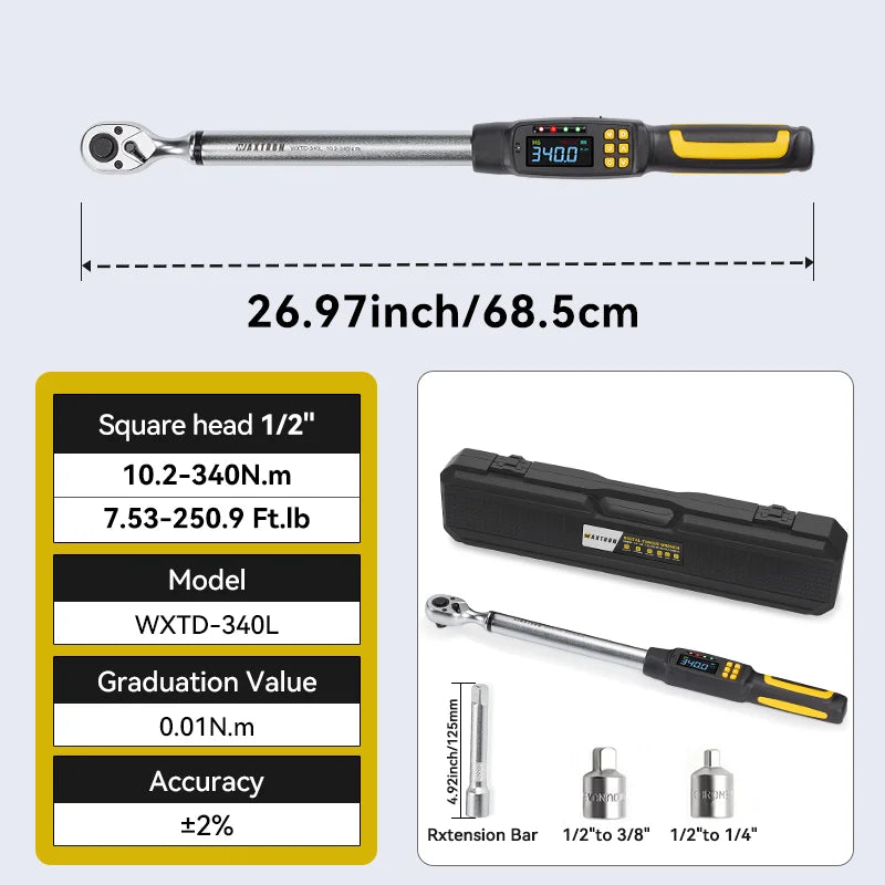 Waxtron Digital Torque Wrench 2 Percent Accuracy For Automotive