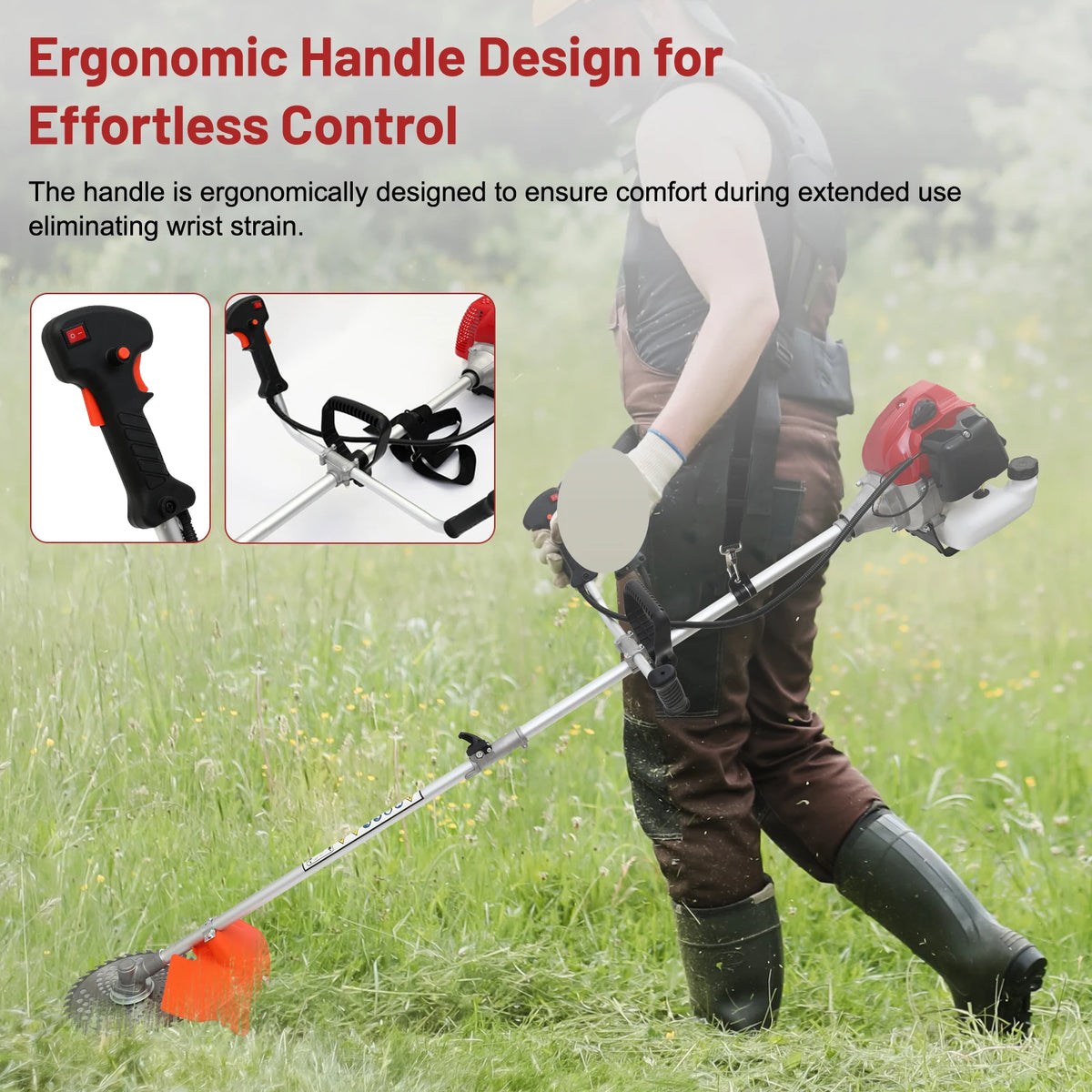 52cc 2-Stroke Gas Powered Lawn Mower 4-in-1 Weed Eater