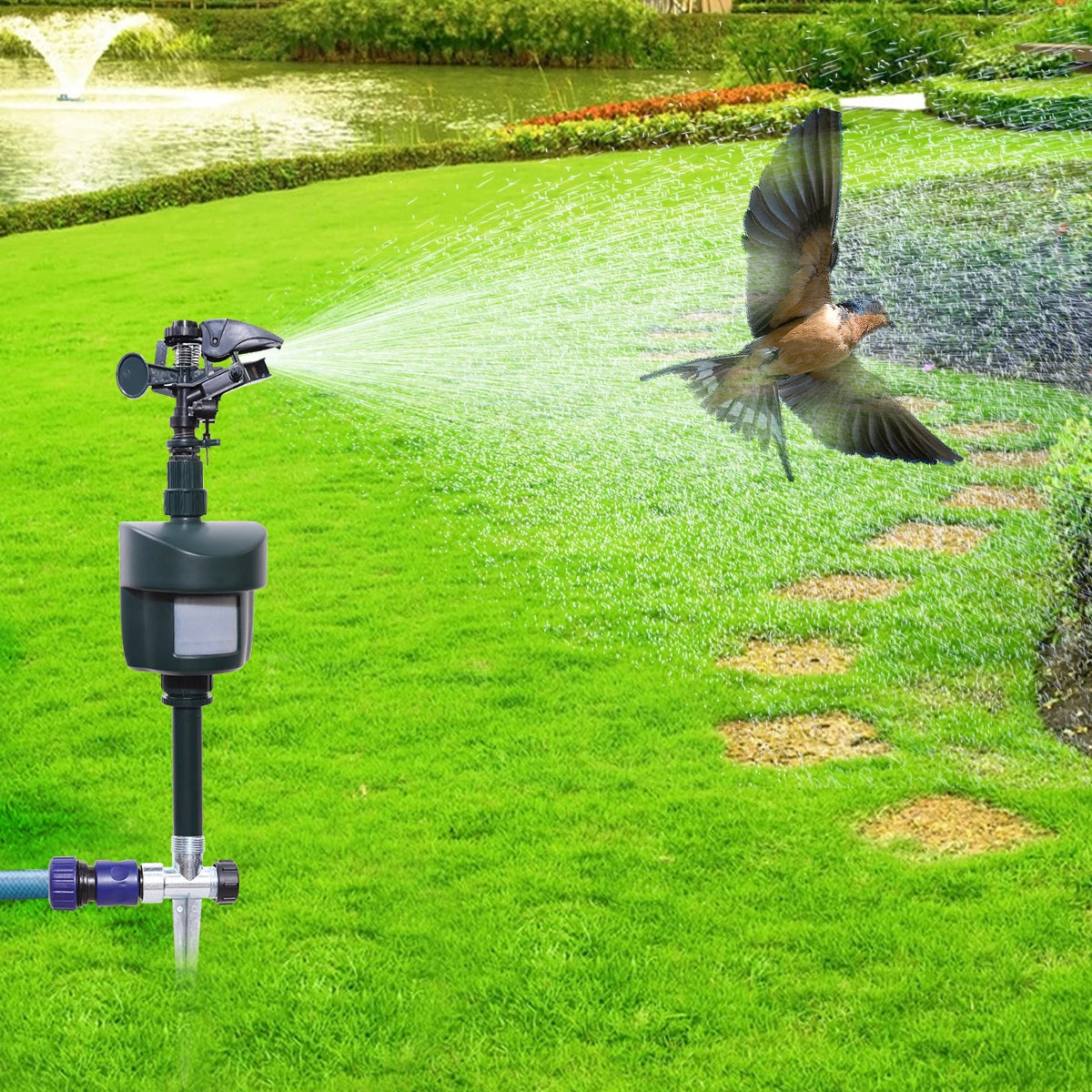Motion Activated Garden Sprinkler Repels Cats Dogs And Birds