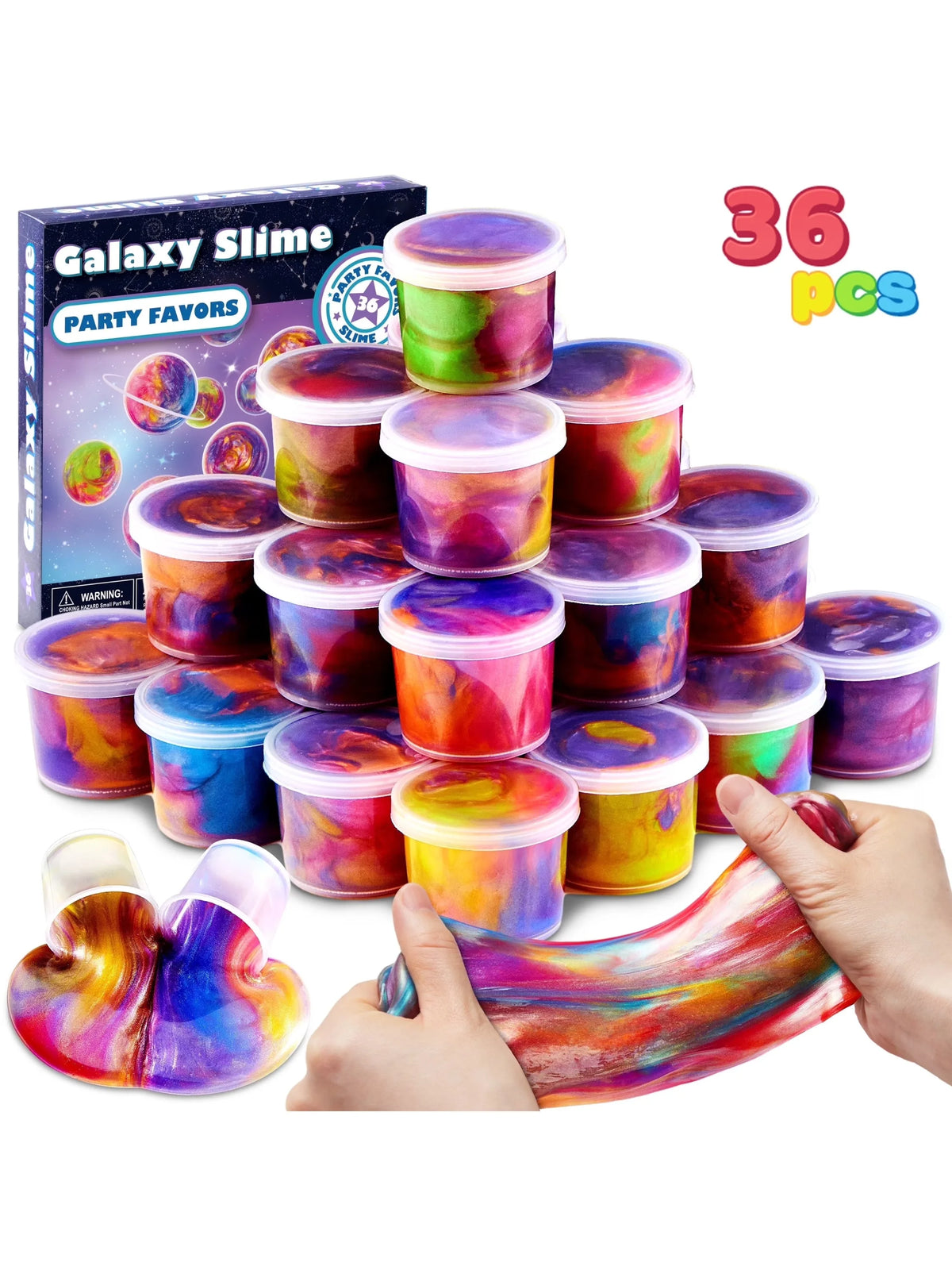 Galaxy Slime Cup Party Favors 36 Pack Stretchy Safe Classroom