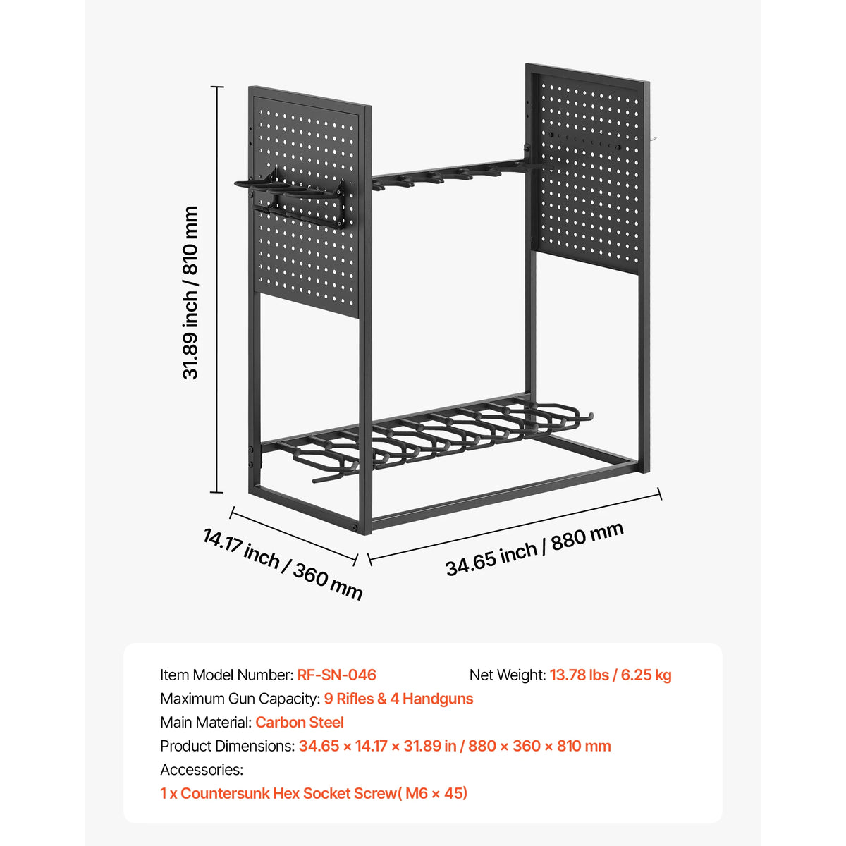SucceBuy Freestanding Rifle and Shotgun Rack with Storage Shelf
