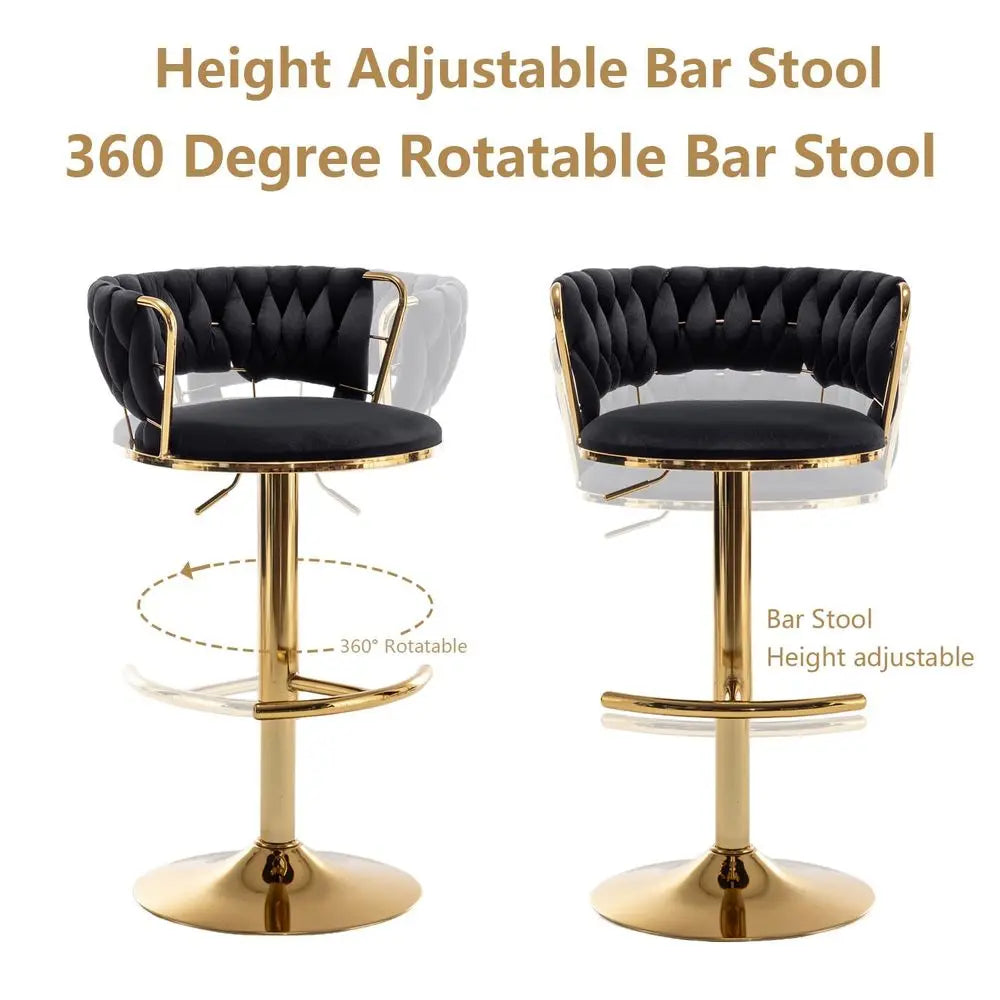 Velvet Bar Stools Set Of 3 With Low Back