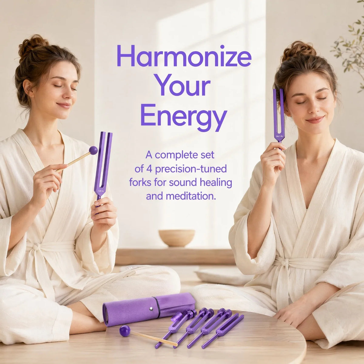 Sound Therapy Tuning Forks Set With Reflex Hammer And Pouch