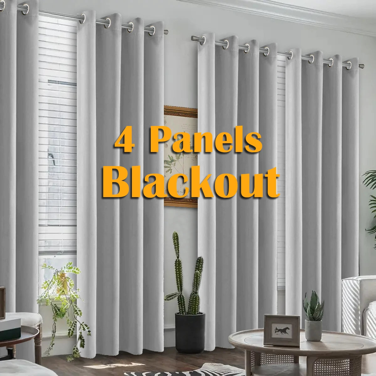 4 Pack Blackout Grommet Curtains For Bedroom And Living Room