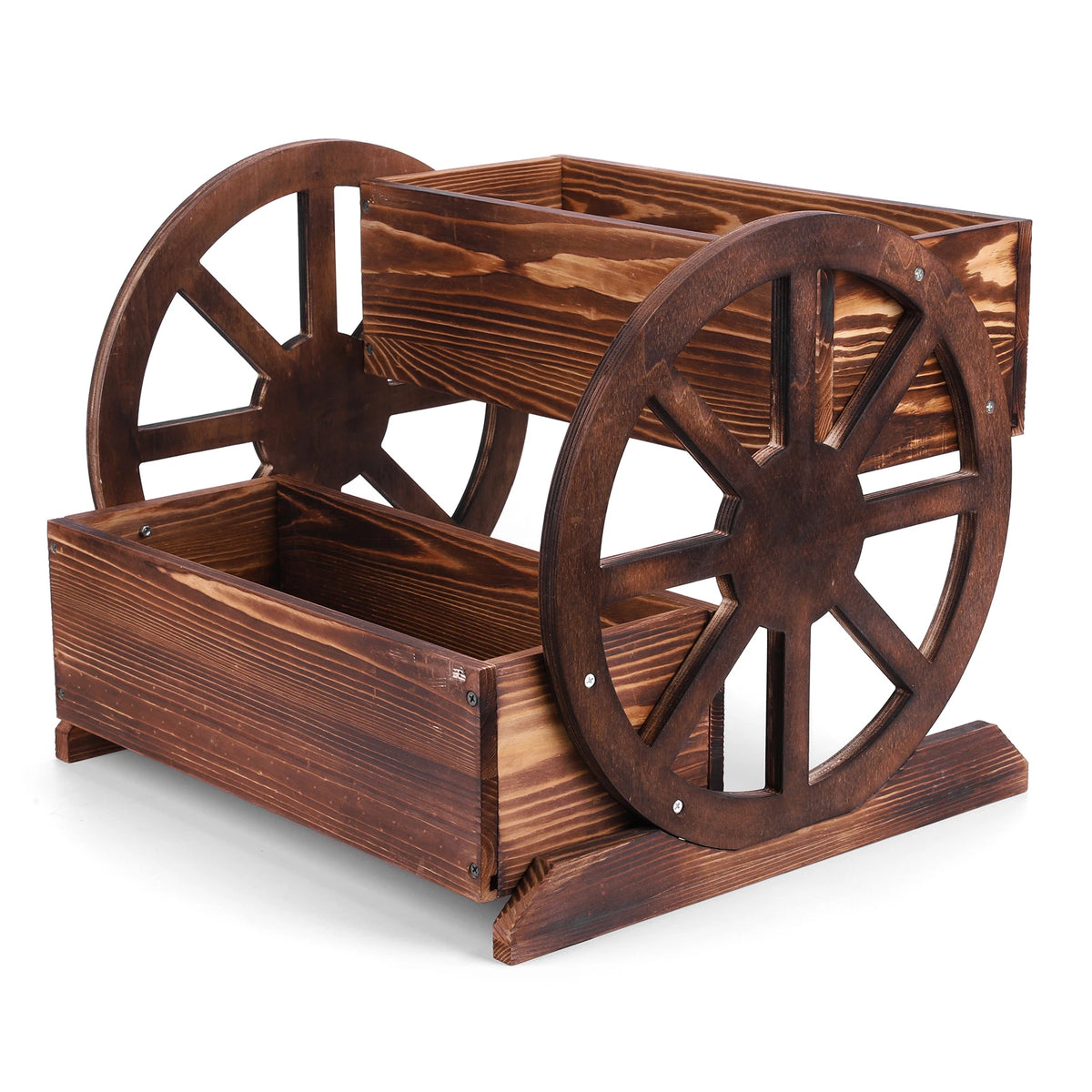 Wooden Wheelbarrow Planter With Wheels For Outdoor Garden Decor