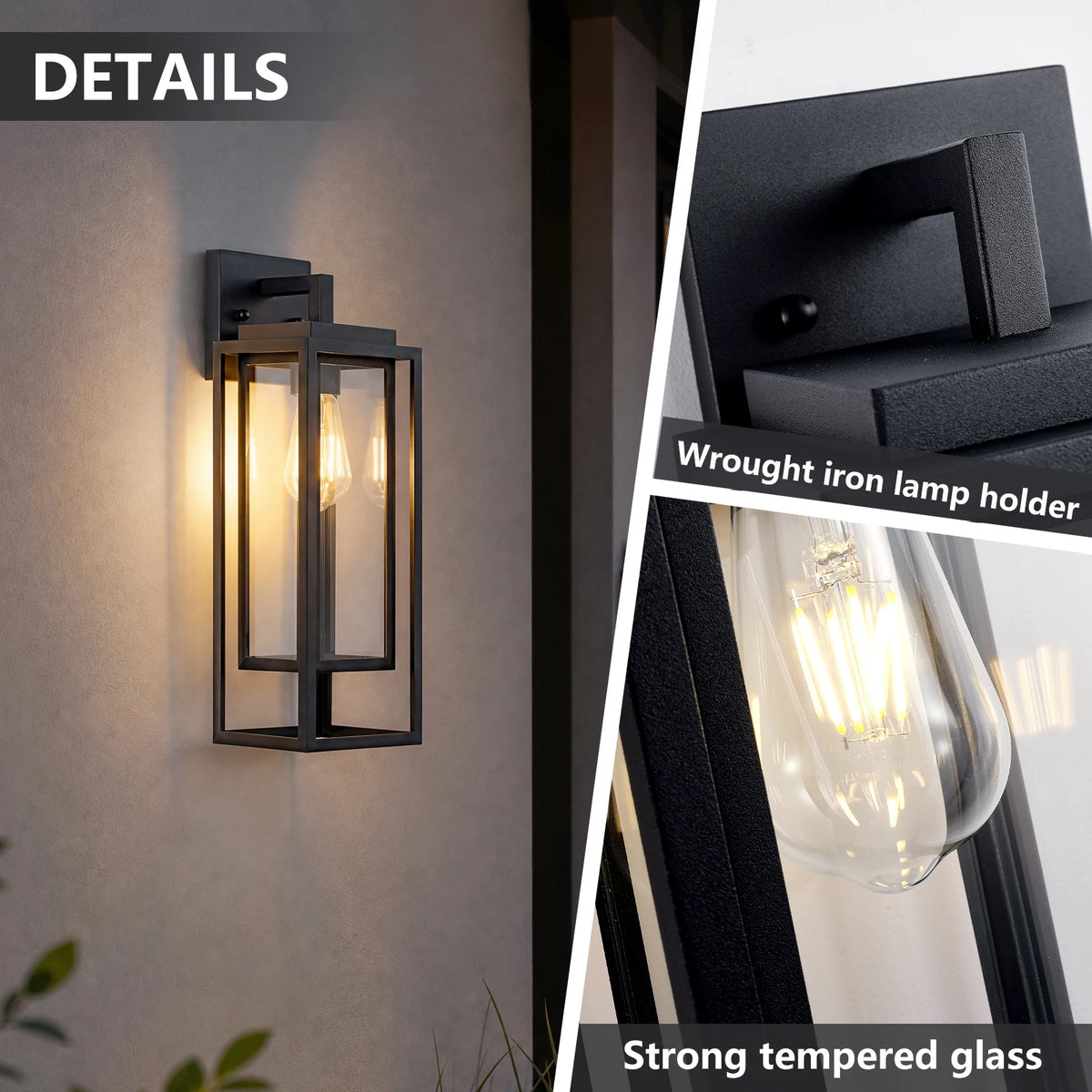 ARLGSITE Farmhouse Iron Exterior Wall Sconce Clear Glass