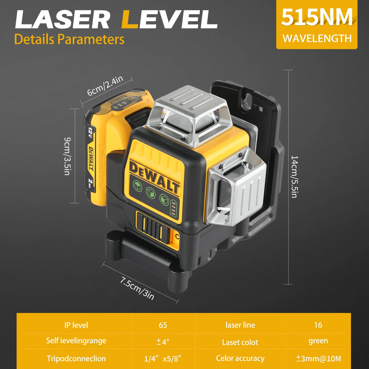 DEWALT 12V Green Laser Level 12-Line 360 Degree Vertical Horizontal