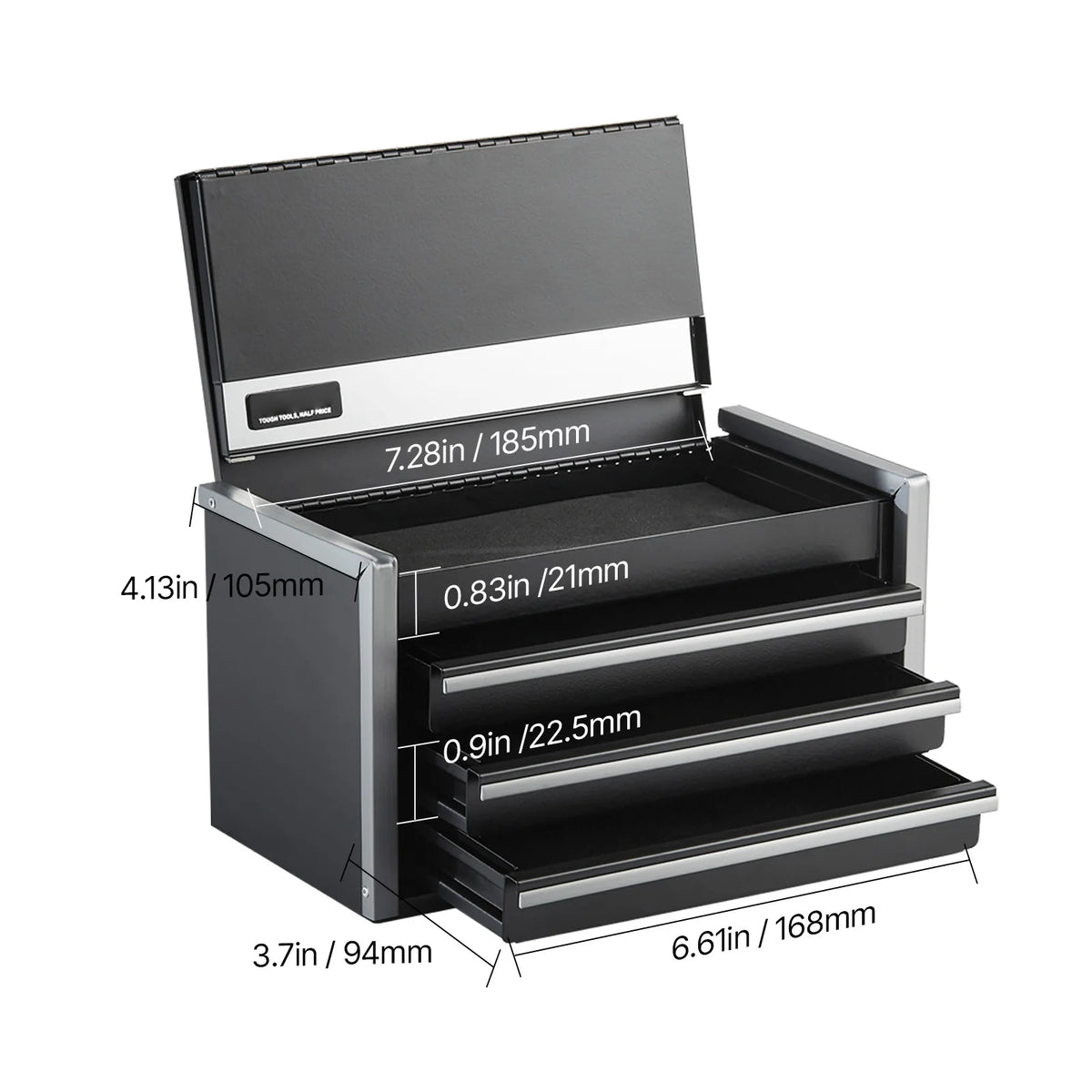 SucceBuy 3 Drawer Metal Tool Box Portable Storage Case