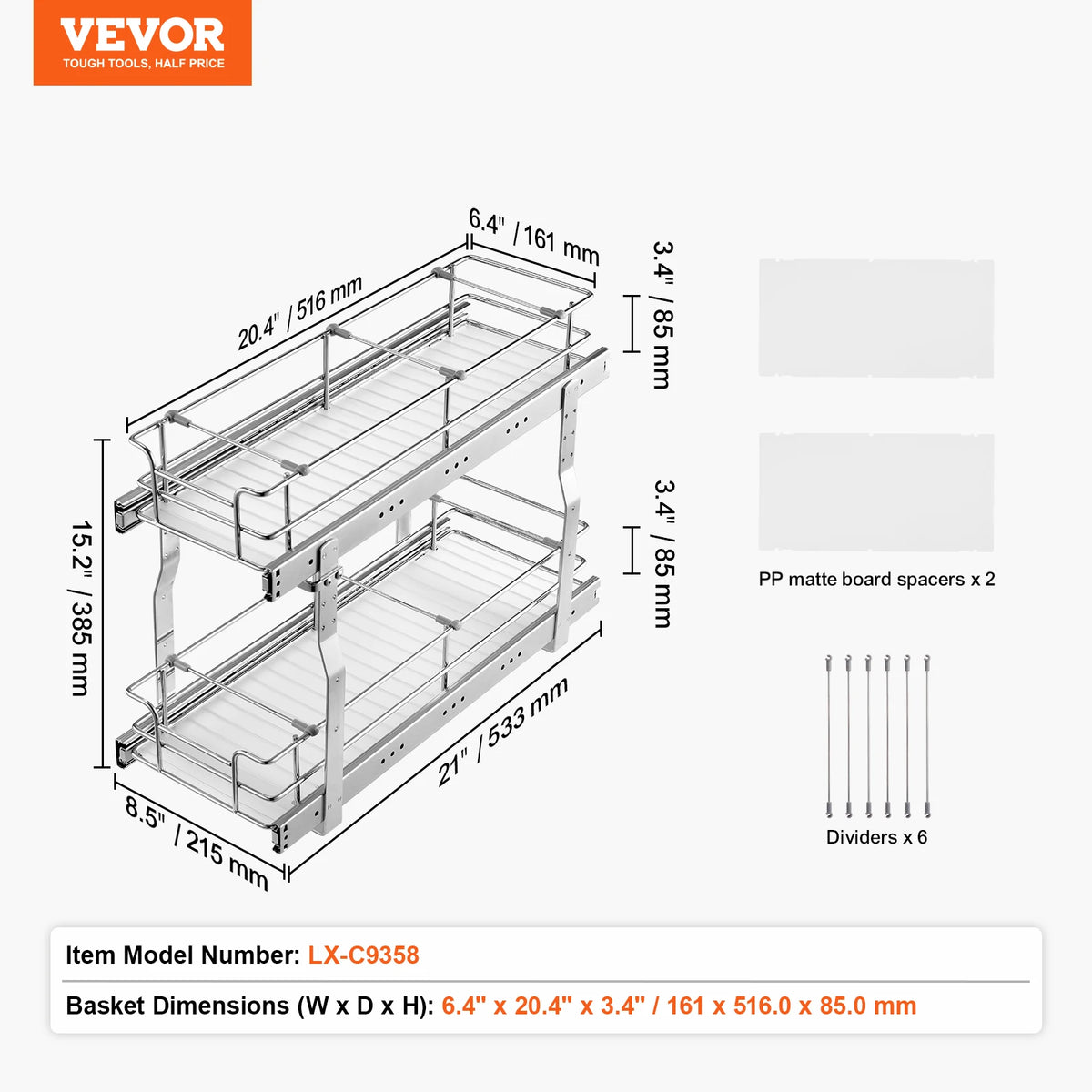 Vevor Heavy Duty Pull Out Kitchen Cabinet Organizer