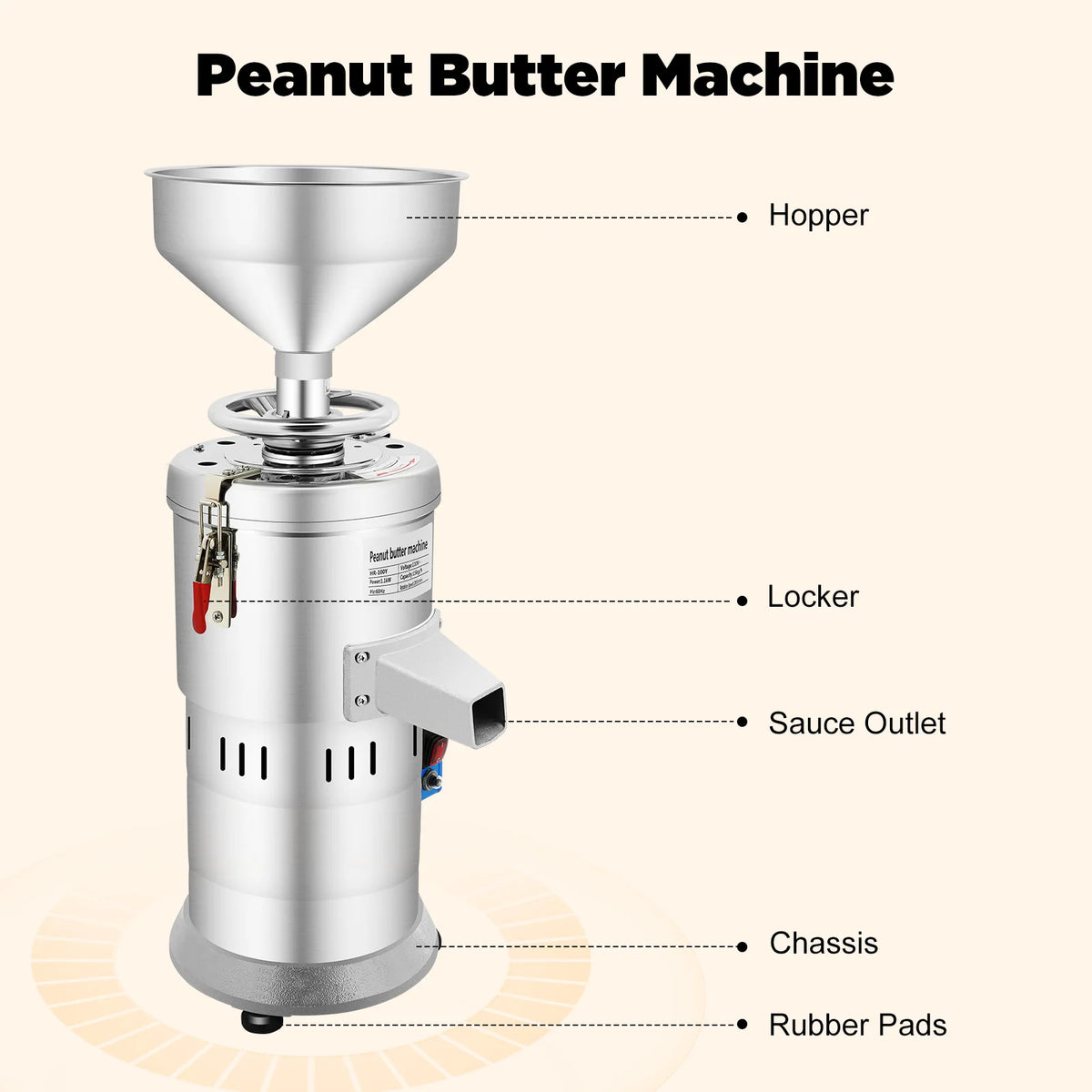1100W Commercial Peanut Butter Maker High Grinding 33 Lbs