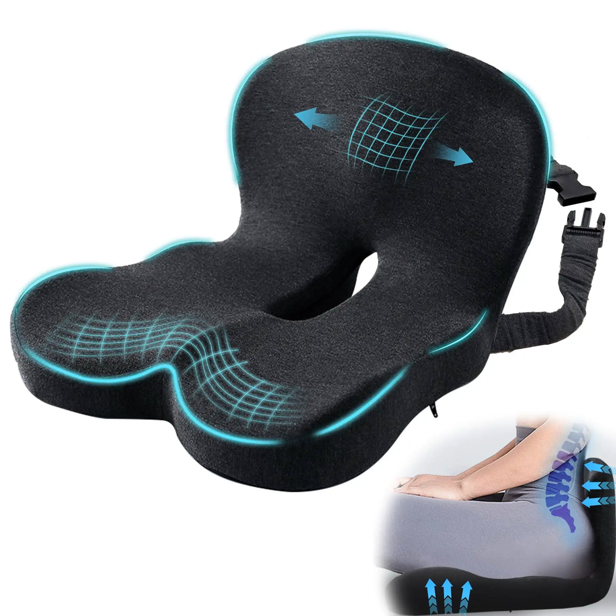 L Shaped Memory Foam Seat Cushion For Office Car Comfort