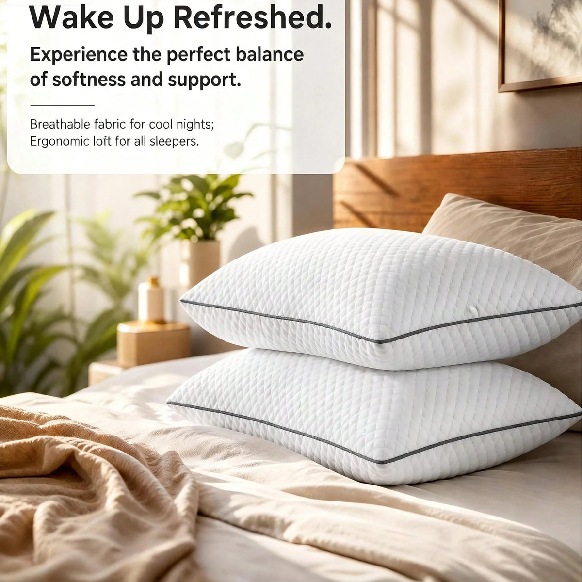 Luxury Hotel Collection Pillows For Bed UltraSupportive For Deep Sleep Neck, Resilient HighLoft Core, Hypoallergenic Adult