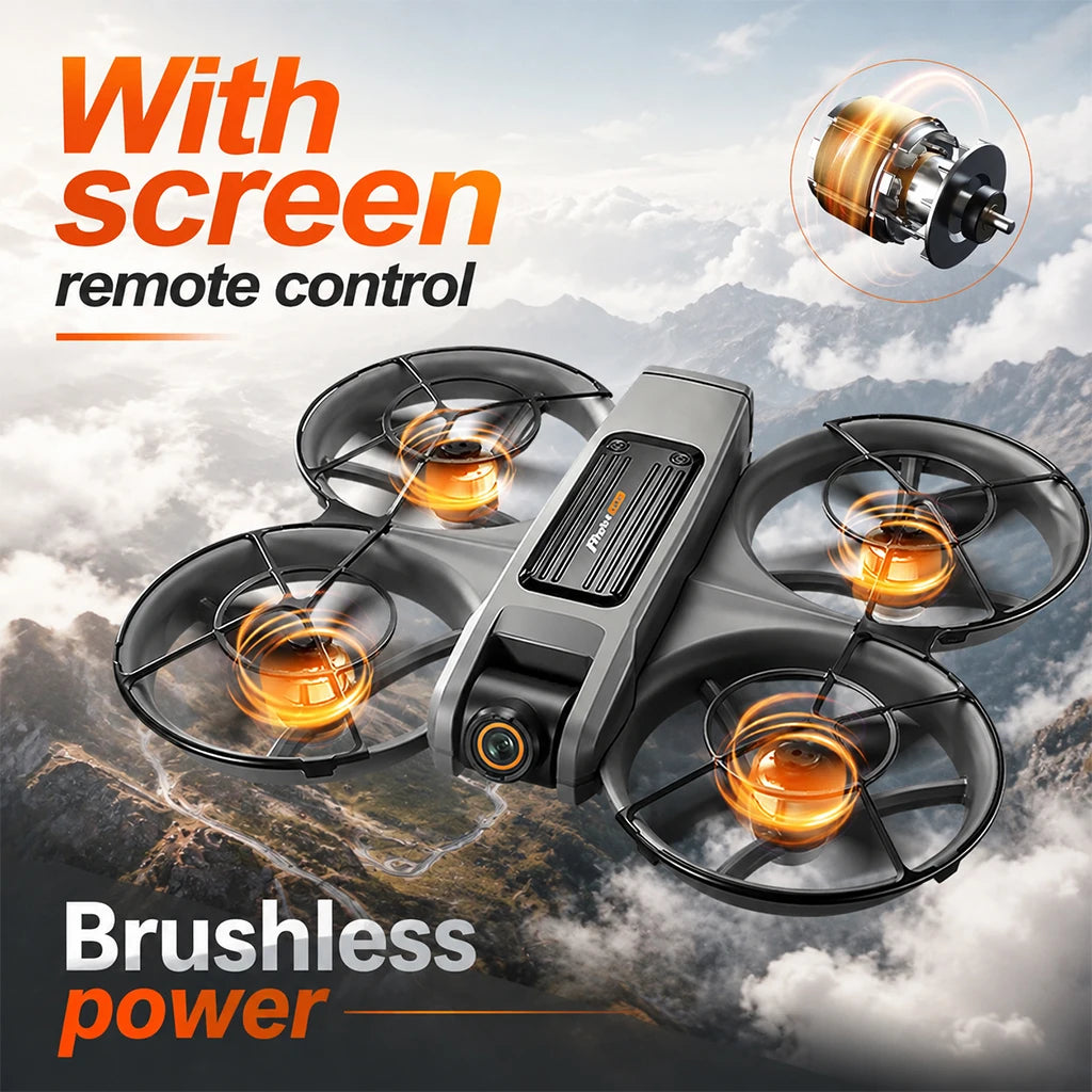 ZNLYRION 8K RC Drone S156 Dual Camera Quadcopter with 5.9-inch Screen Remote Brushless Motor Optical Flow Hovering 360° Protection WiFi FPV Remote Control Aircraft with Storage Bag 1 Battery