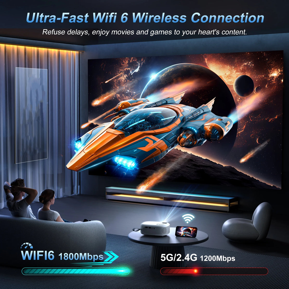 Portable Native Full HD Projector With Bluetooth And WiFi