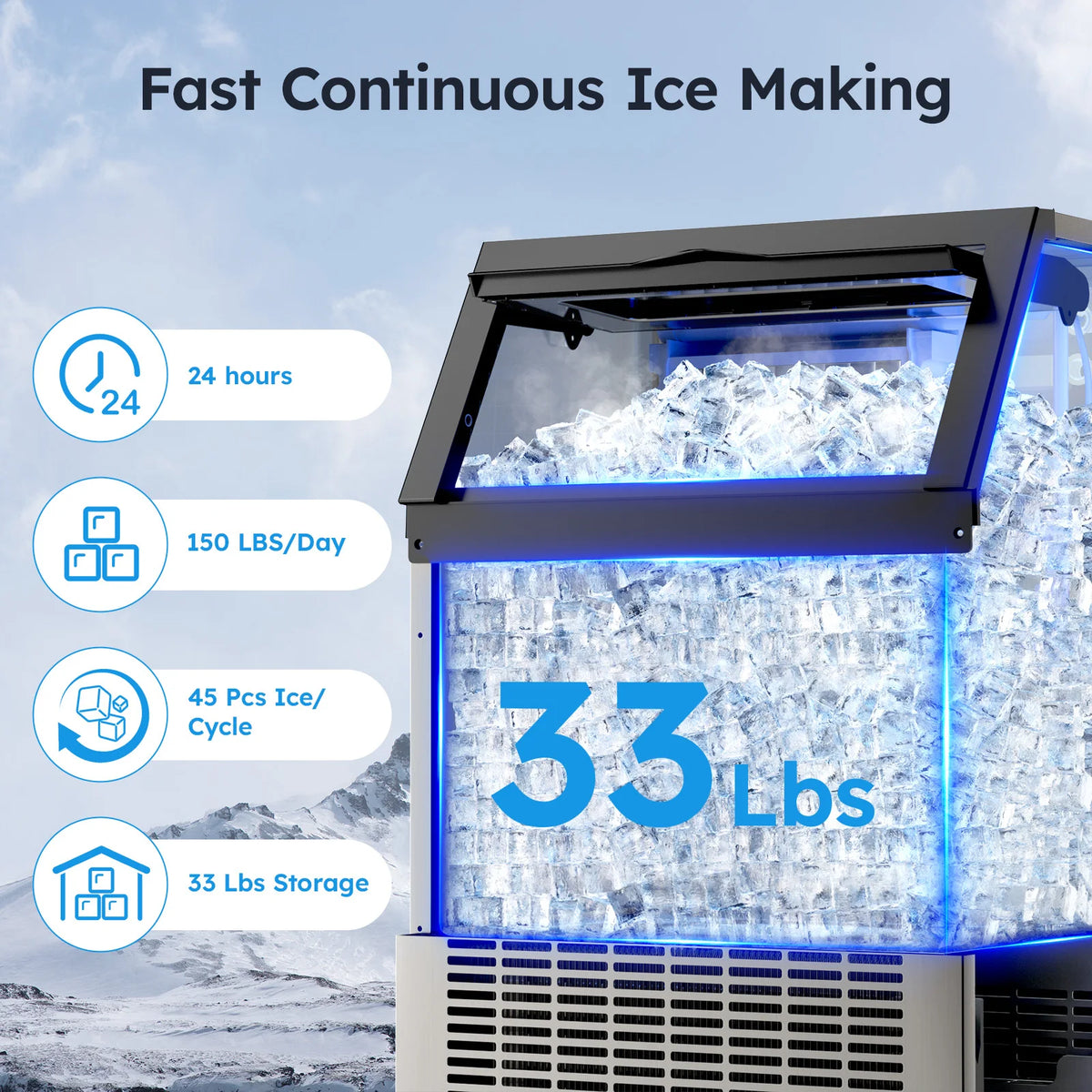 SHICUO Commercial Ice Maker Under Counter Stainless Steel
