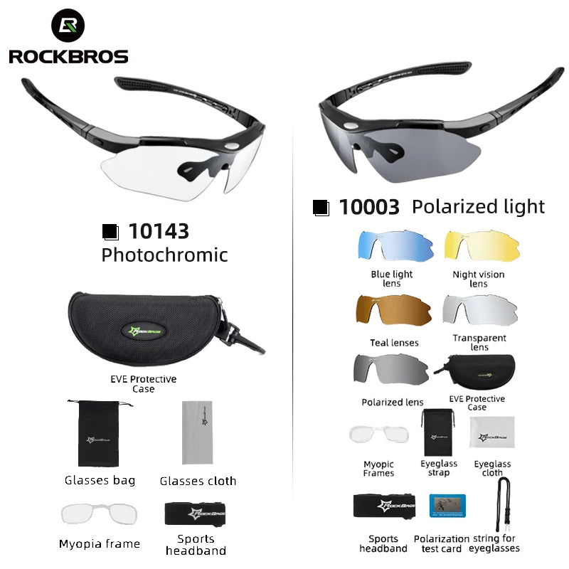 ROCKBROS Photochromic Cycling Sunglasses With Polarized UV400 Lenses