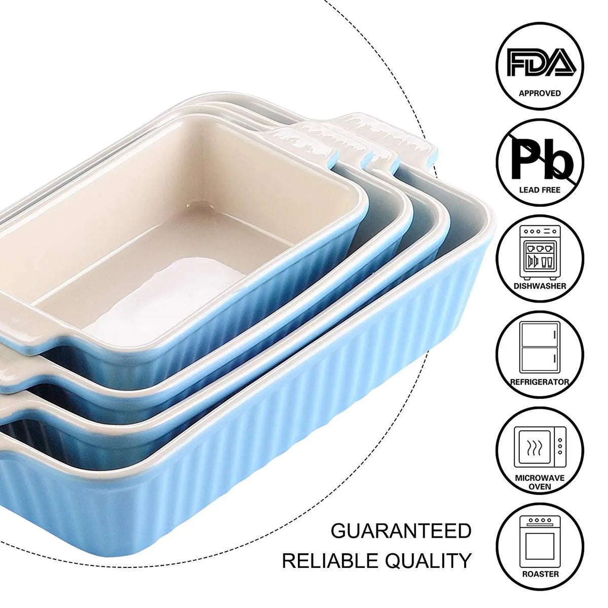 Malacasa 4-Piece Ceramic Baking Dish Plate Set For Lasagna