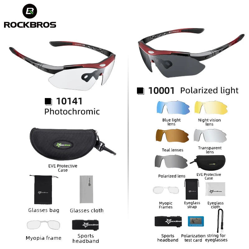 ROCKBROS Photochromic Cycling Sunglasses With Polarized UV400 Lenses