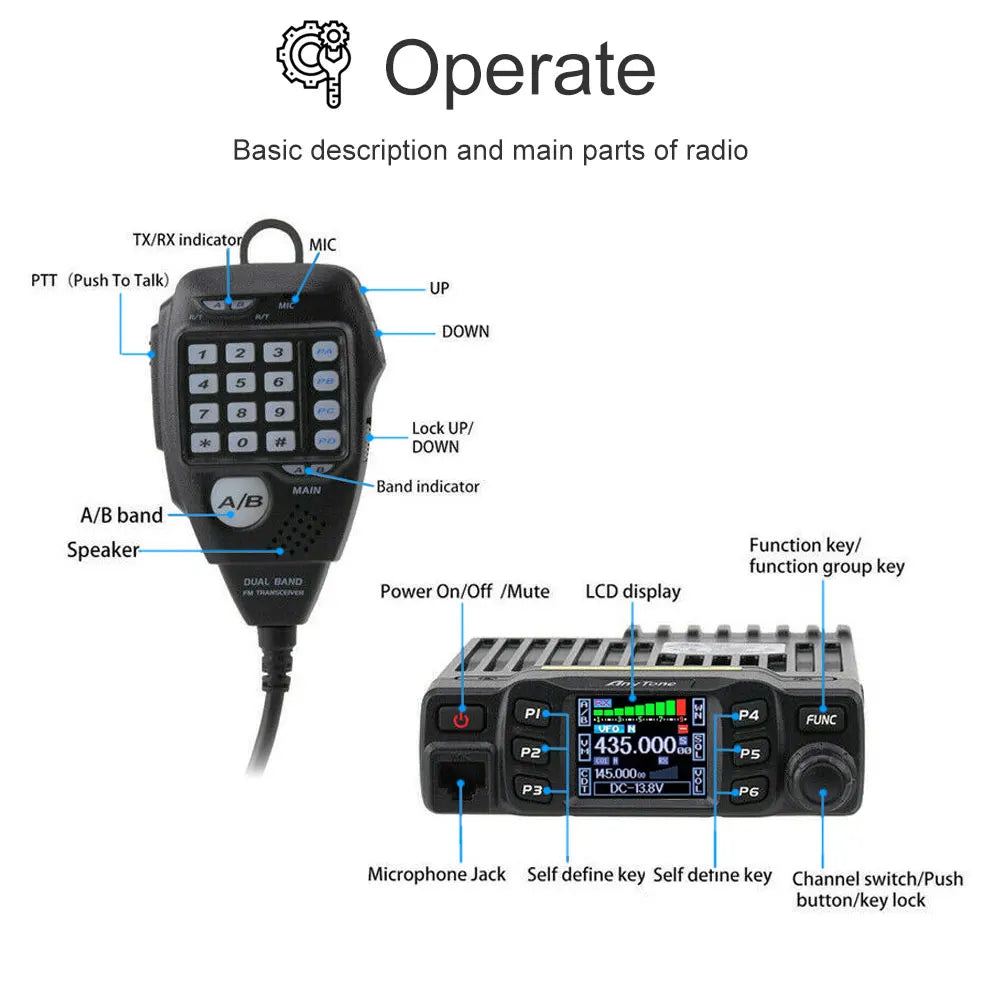AnyTone AT778UV 25W Dual Band Amateur Radio Walkie Talkie VOX