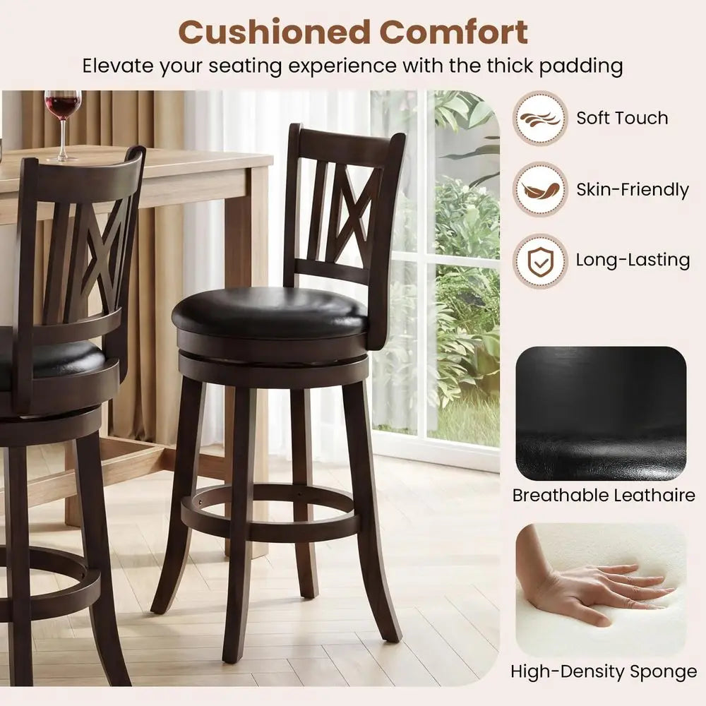 Swivel Bar Stools Set of 2 With Footrest