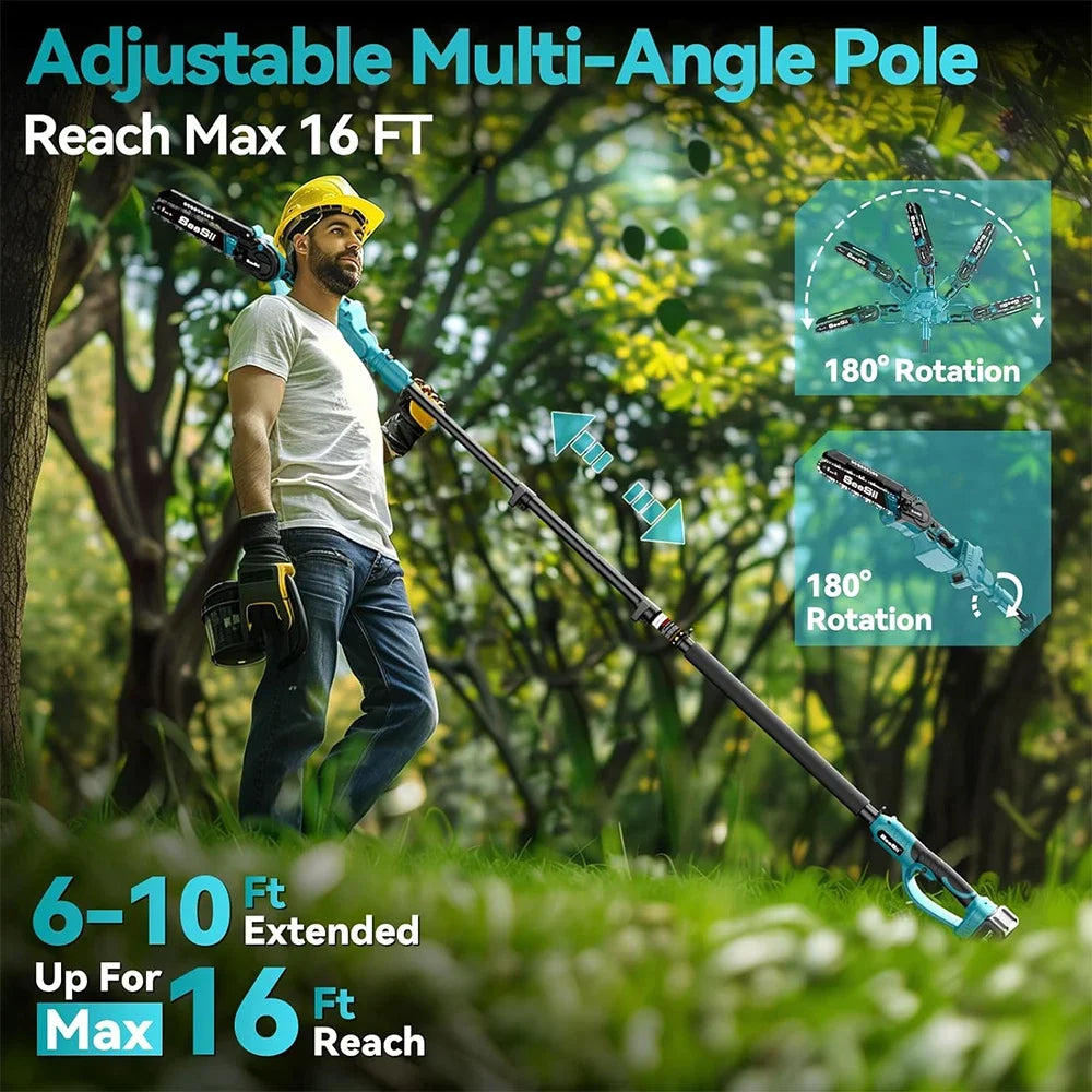 Seesii 2 In 1 Cordless Pole Saw And Mini Chainsaw For Tree Trimming