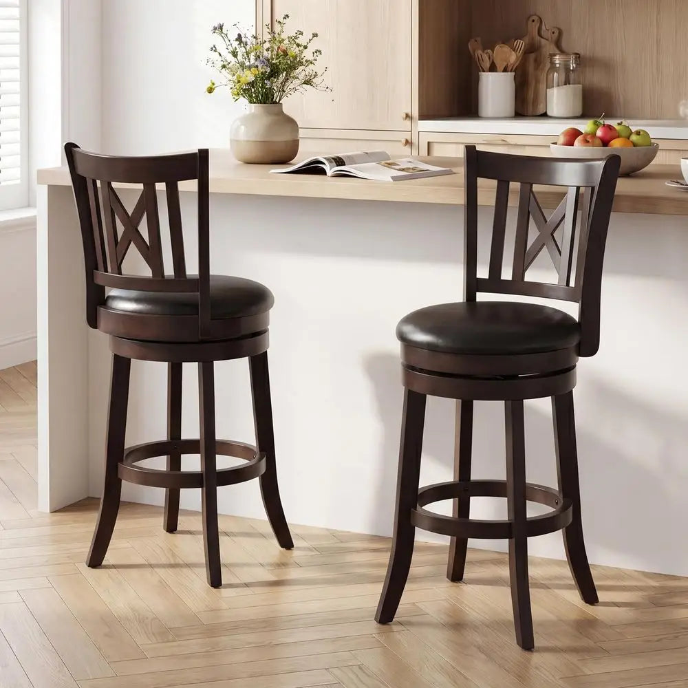 Swivel Bar Stools Set of 2 With Footrest