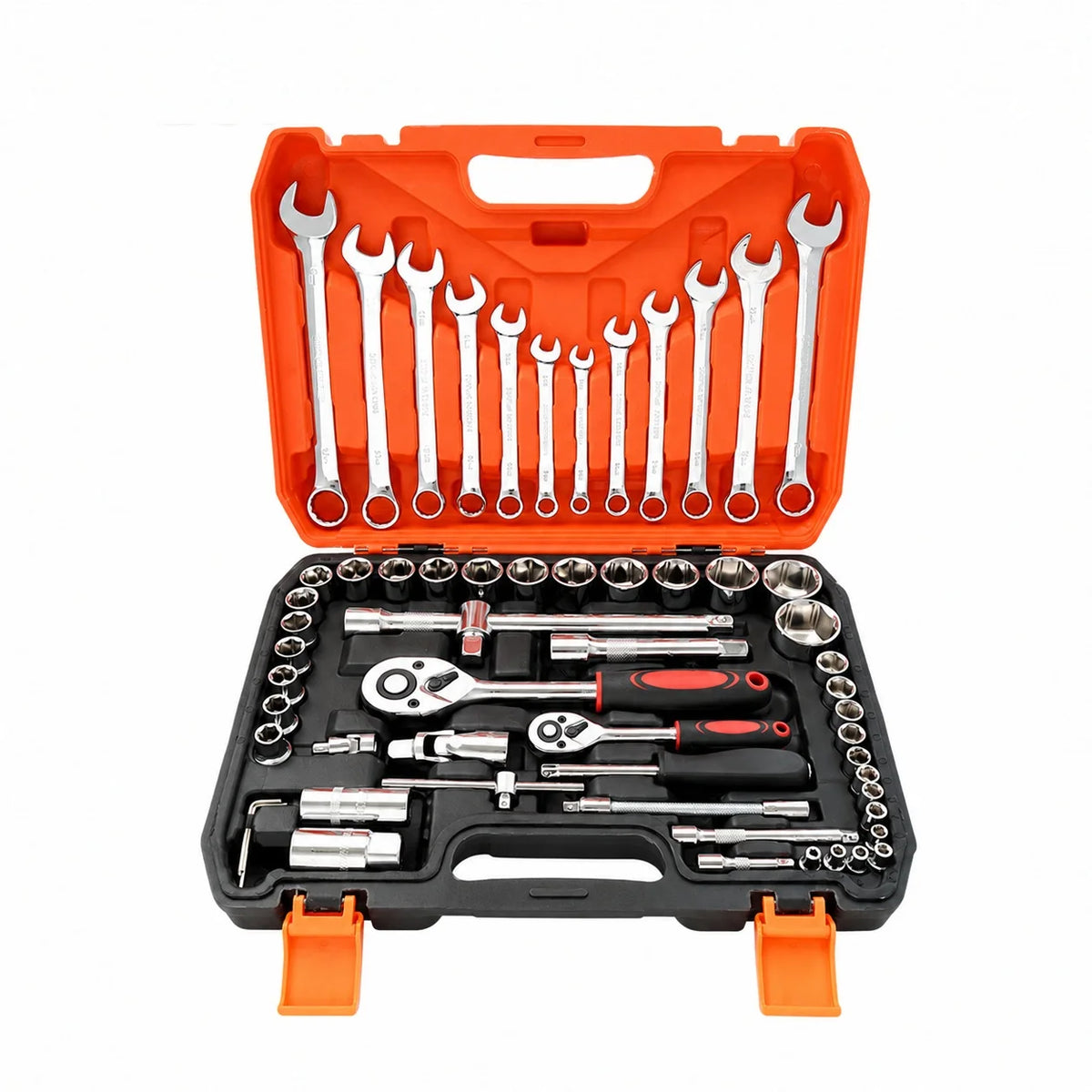 Complete Socket Wrench Tool Kit with Portable Carry Storage Box, All-in-One Household Hand Hardware Combination Tools, Multi-Functional Repair Tool Set for Furniture Assembly, Appliance Fixing, Bicycle & Auto Daily DIY Mainte