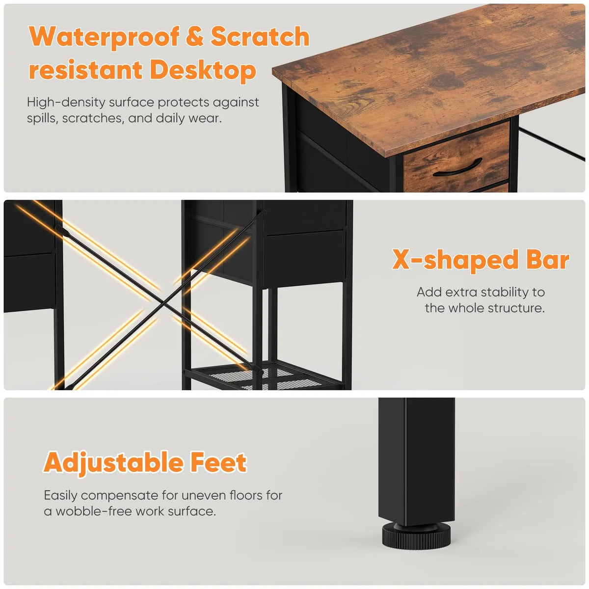 JHK Modern 55 Inch Computer Desk With Storage