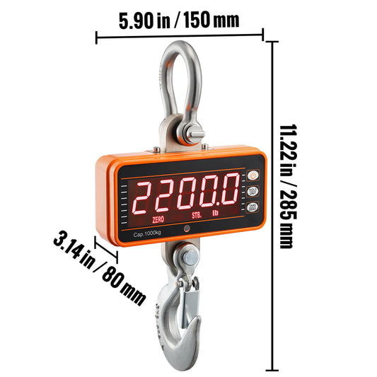 SucceBuy 1000 Kg Digital Crane Scale With Remote Control LED Screen