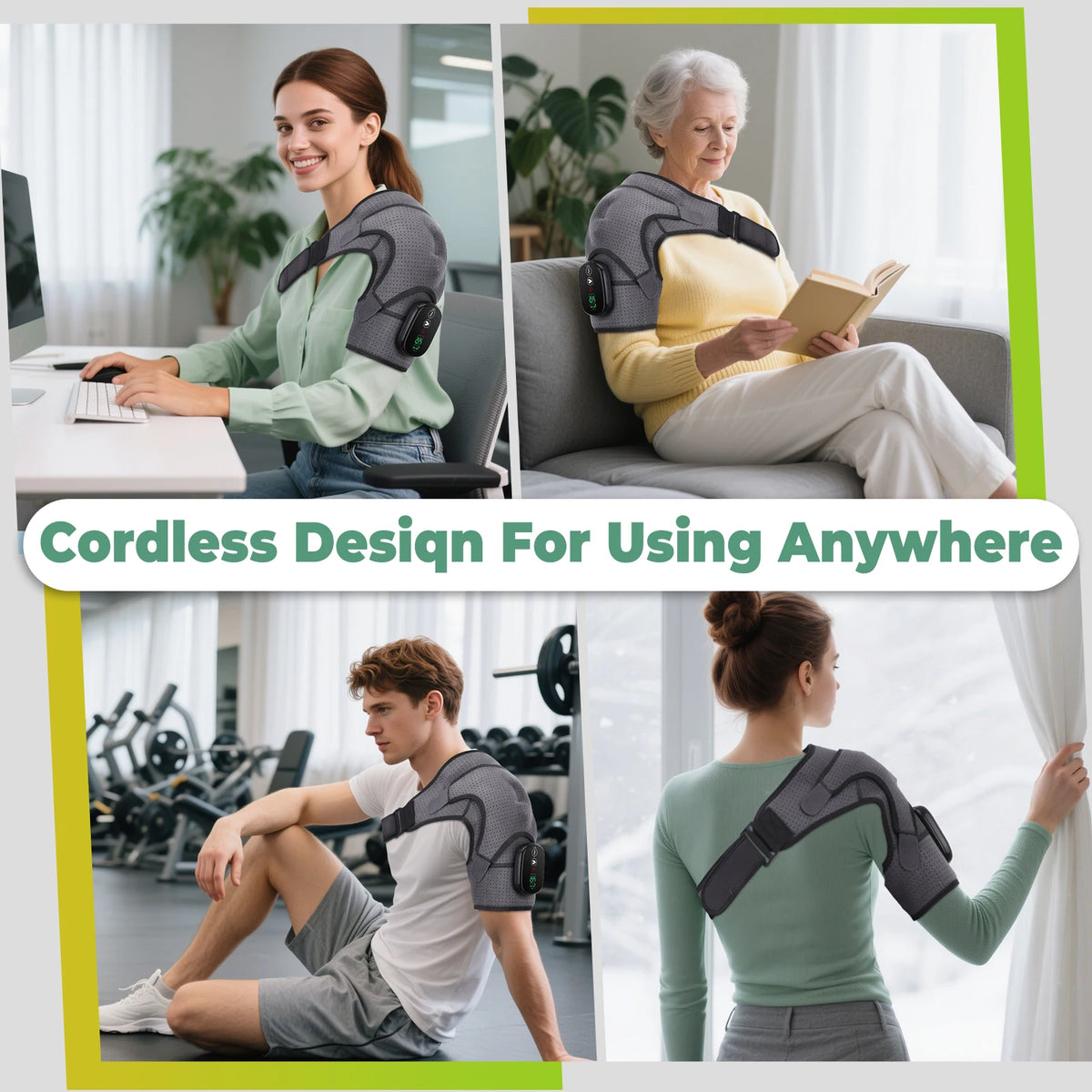 Hailicare Cordless Heated Shoulder Wrap Massager For Pain Relief