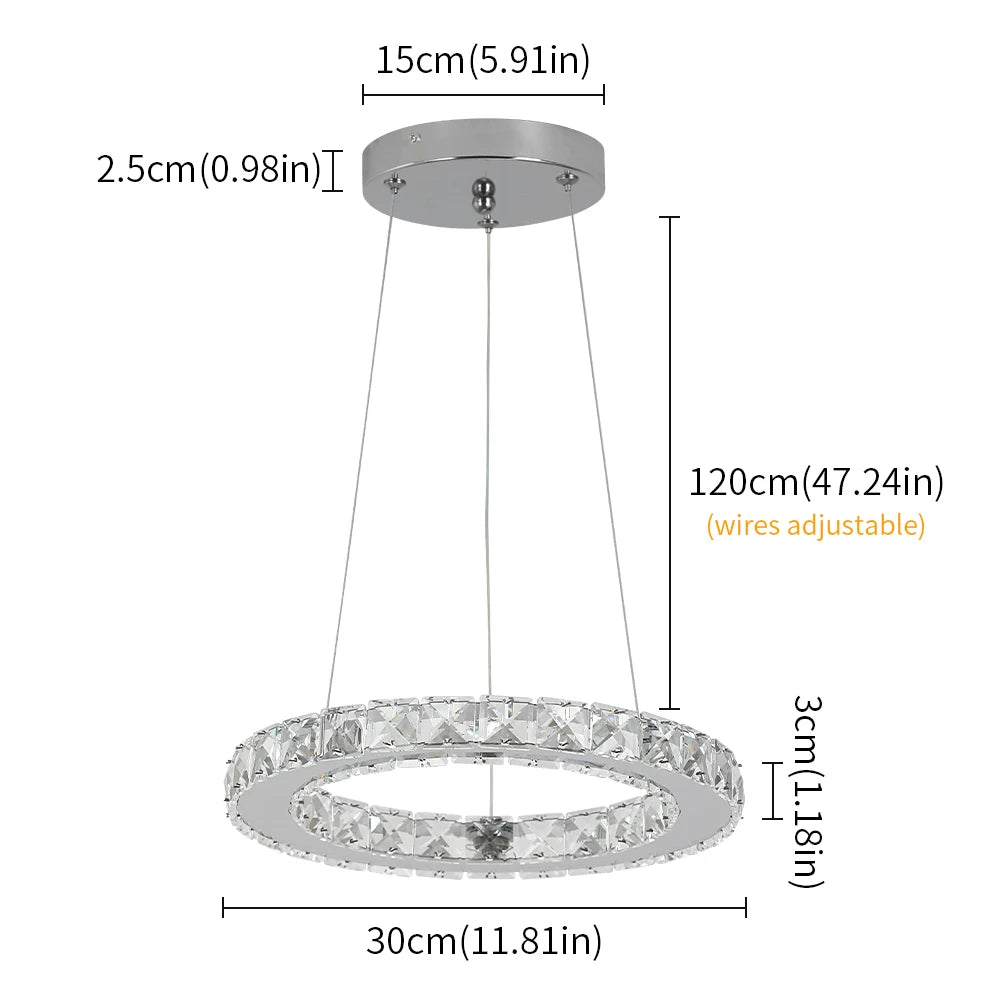 Modern Pendant Light K9 Crystal Chandelier DIY Rings Led Hang Ceiling Lamp Home Decor Chrome Lustre Fixtures Dining Living Room