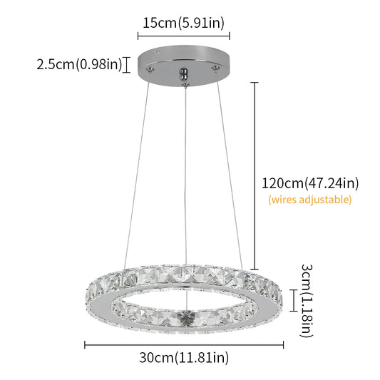 Modern Pendant Light K9 Crystal Chandelier DIY Rings Led Hang Ceiling Lamp Home Decor Chrome Lustre Fixtures Dining Living Room