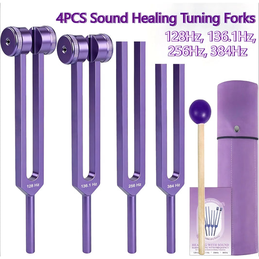 Sound Therapy Tuning Forks Set With Reflex Hammer And Pouch