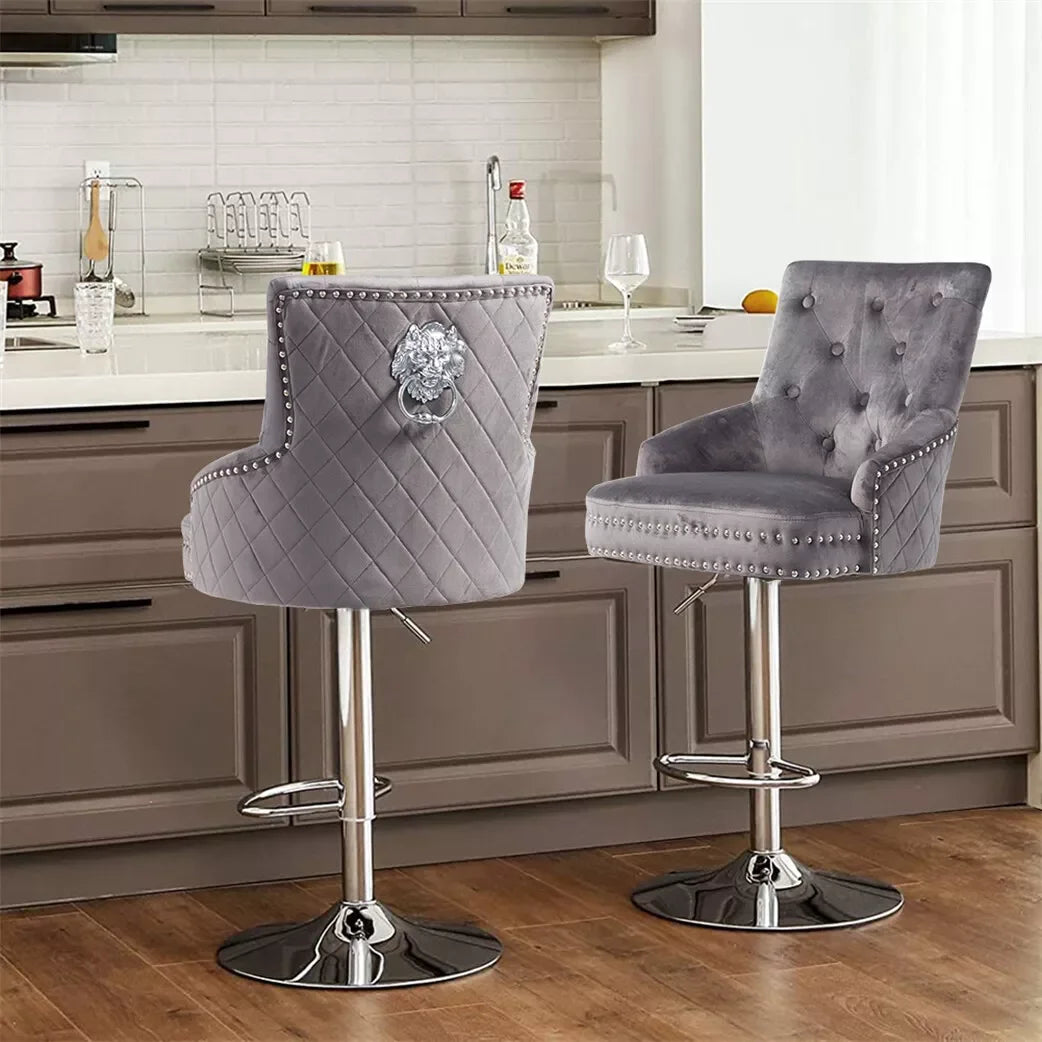Luvodi Luxury Swivel Bar Stools With Lion Knocker