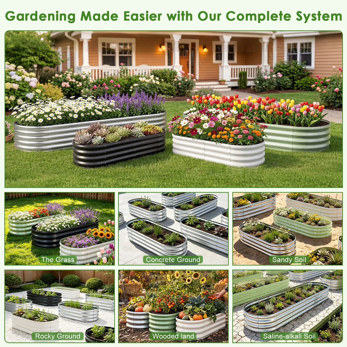 Premium Galvanized Metal Raised Garden Bed For Outdoor Plants