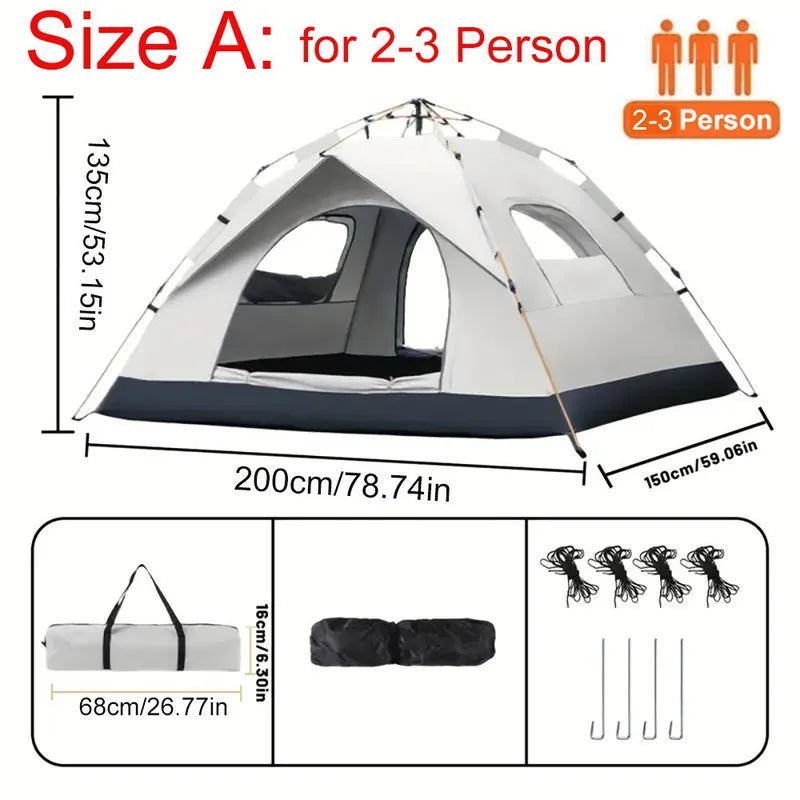 2 To 3 Person Waterproof Instant Pop Up Tent With Mesh Screen And Groundsheet
