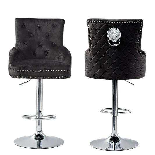 Luvodi Luxury Swivel Bar Stools With Lion Knocker