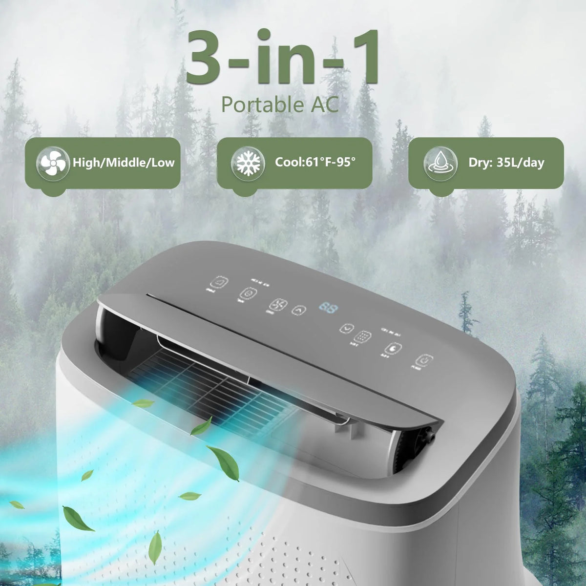 HiMISS 14000 BTU Portable Air Conditioner With Dehumidifier And Fan