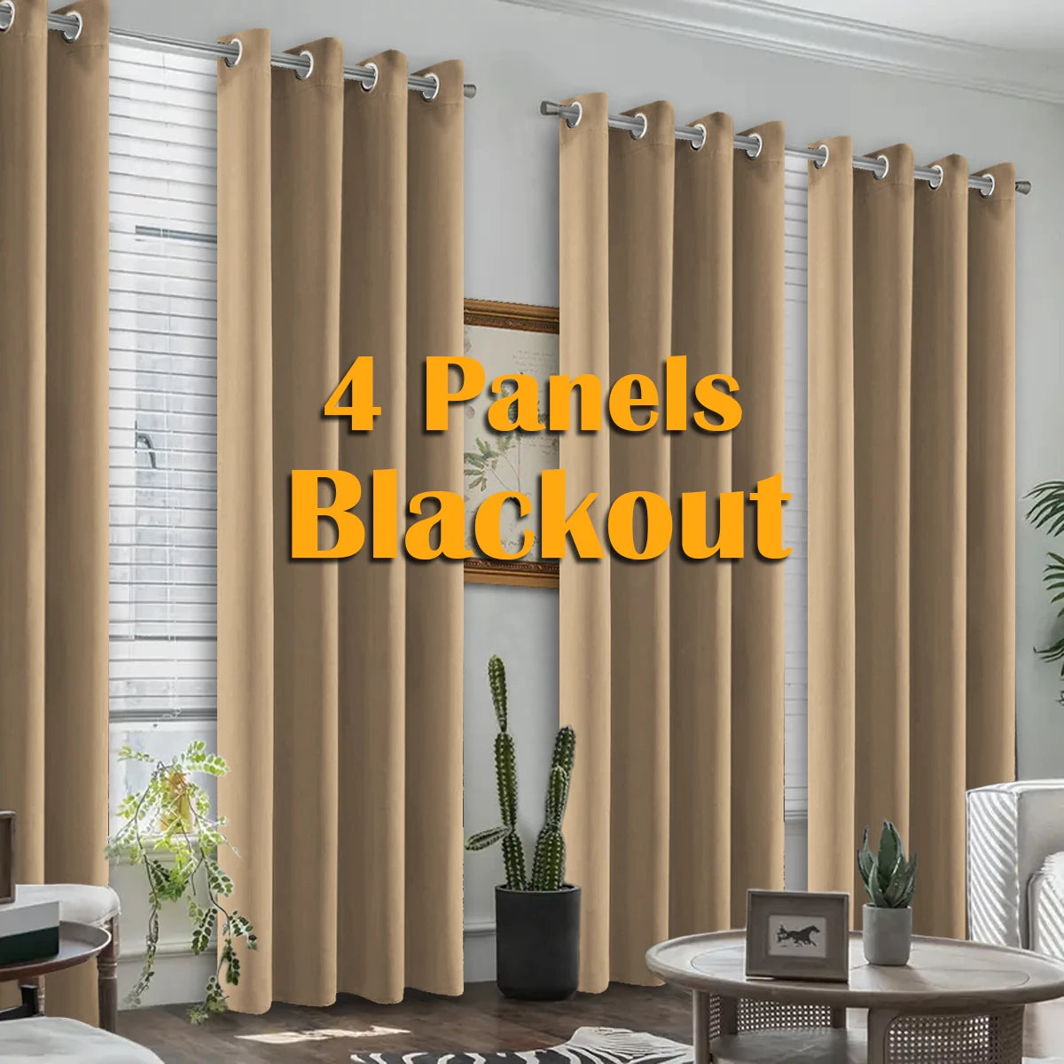 4 Pack Blackout Grommet Curtains For Bedroom And Living Room