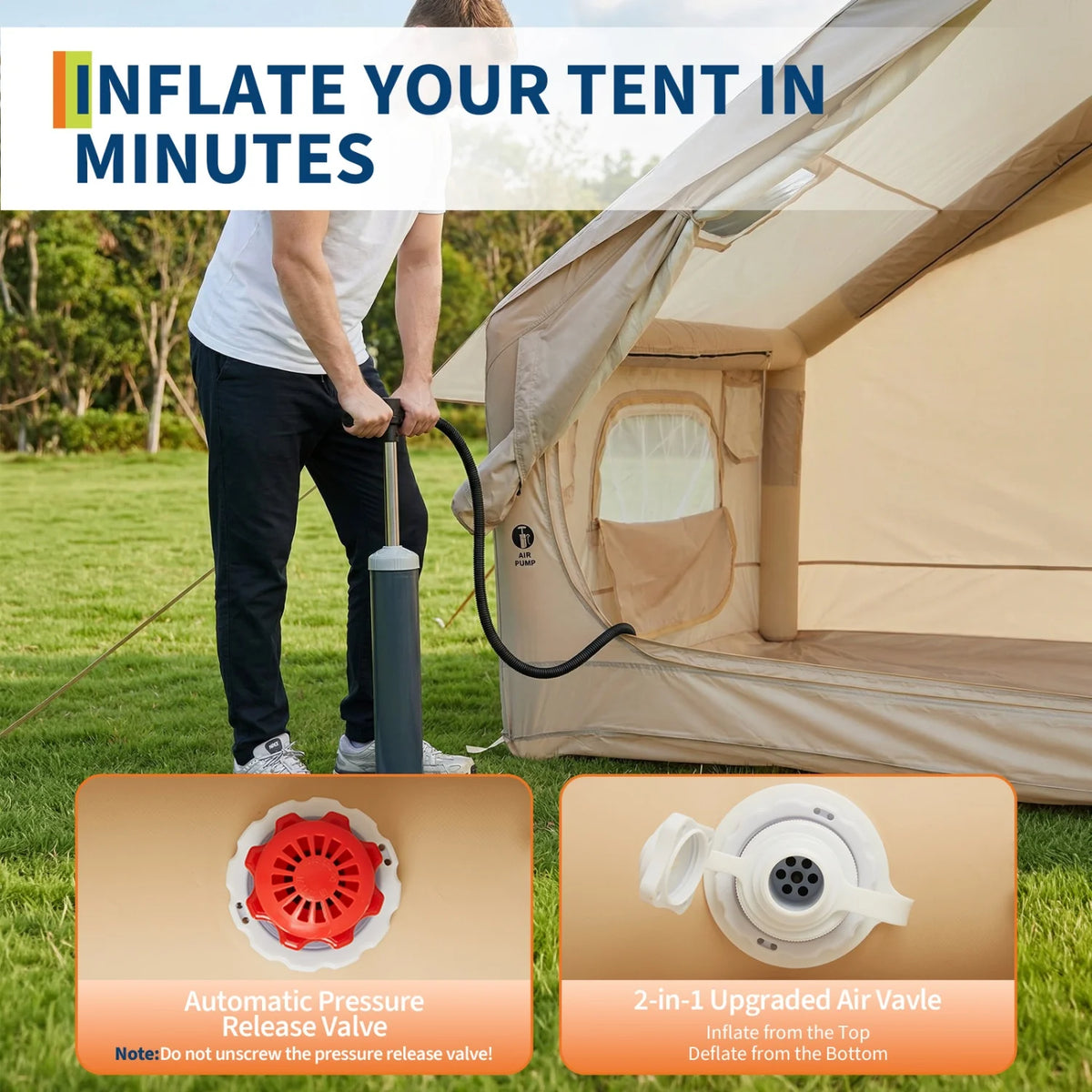 HiMISS Inflatable Camping Tent Waterproof Oxford Shelter With Stove Jack