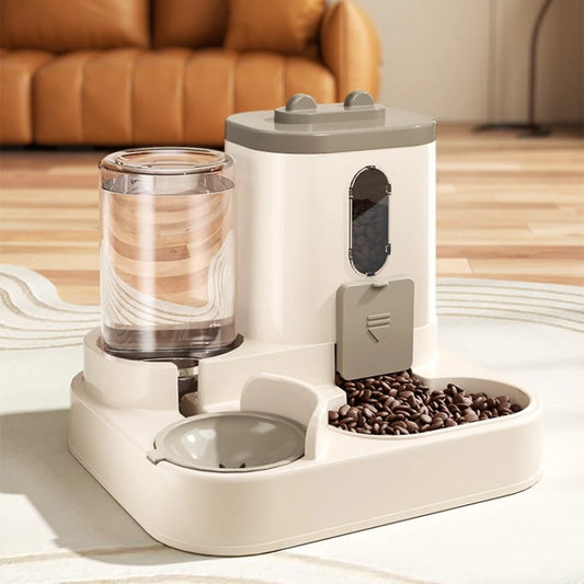 Spill Proof Automatic Pet Food Dispenser With Water Fountain