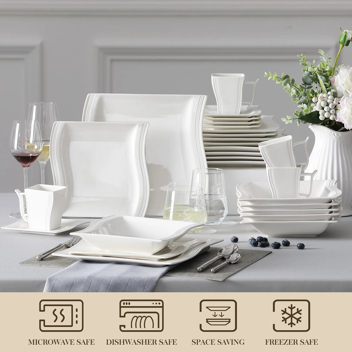 Malacasa Premium Porcelain Dinner Set For Home And Restaurant Dining