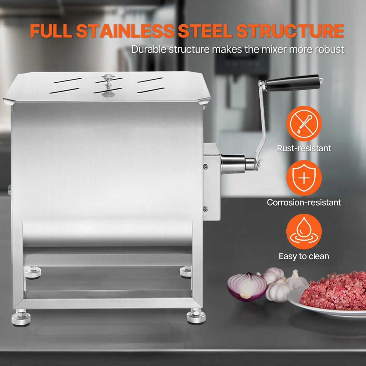 SucceBuy Commercial Manual Meat Mixer Featuring Robust Gearbox Design
