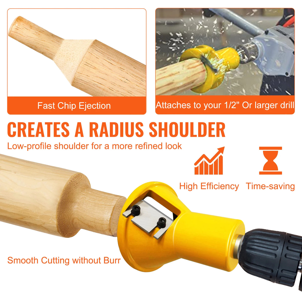 SucceBuy 4/6/8Pcs Tenon Cutter Log Furniture Kit 1/1.5/2in Straight/Curved Blades Commercial Woodworking Tool for Corded Drill